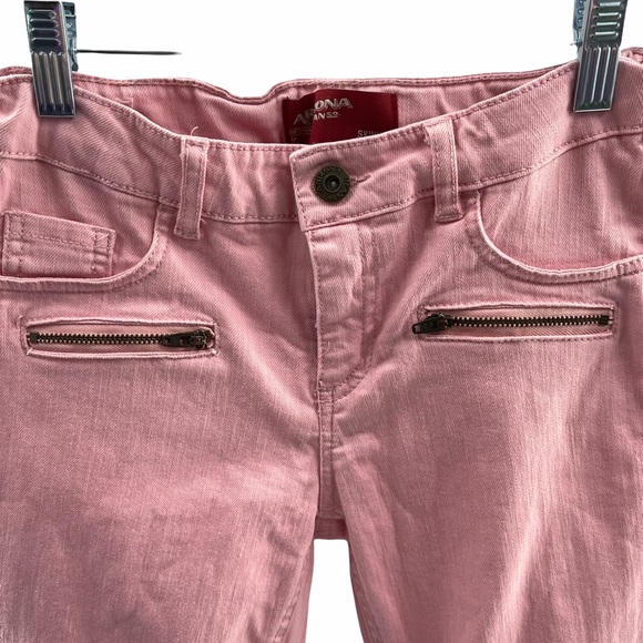 Arizona Jeans Colored Skinny Raw Hem Denim Jeans Pink Size 12 - Picture 5 of 6